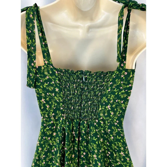 Reformation Niara Boho Tie Straps Smocked Floral Mini Dress In Coriander $218 - Picture 8 of 13